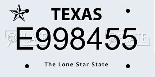 E998455 Texas License Plate