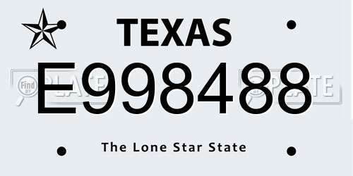 E998488 Texas License Plate