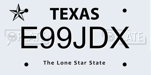 E99JDX Texas License Plate