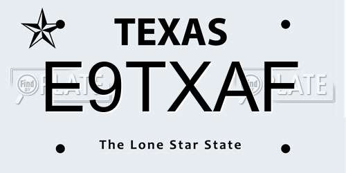 E9TXAF Texas License Plate
