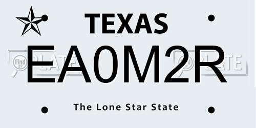 EA0M2R Texas License Plate