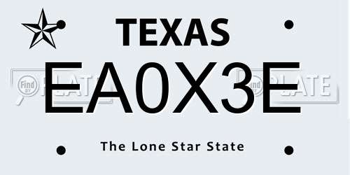 EA0X3E Texas License Plate