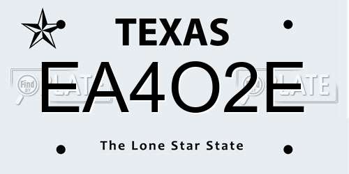 EA4O2E Texas License Plate
