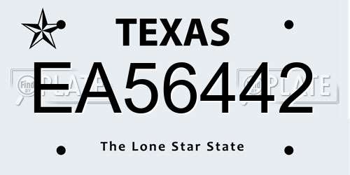 EA56442 Texas License Plate