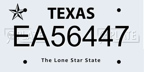 EA56447 Texas License Plate