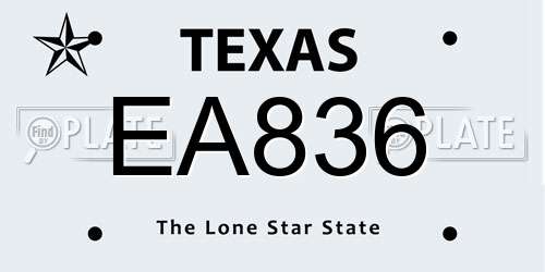 EA836 Texas License Plate