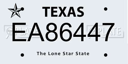 EA86447 Texas License Plate