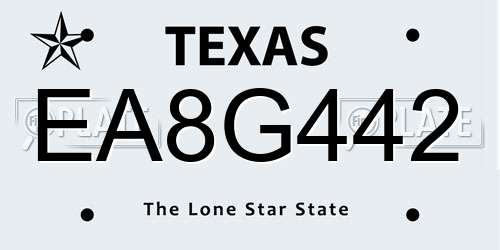 EA8G442 Texas License Plate