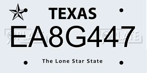 EA8G447 Texas License Plate