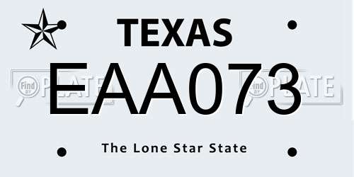 EAA073 Texas License Plate