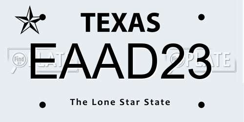 EAAD23 Texas License Plate