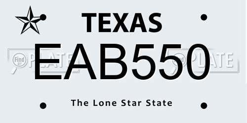 EAB550 Texas License Plate