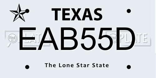 EAB55D Texas License Plate