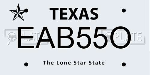 EAB55O Texas License Plate