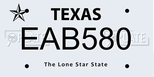EAB580 Texas License Plate