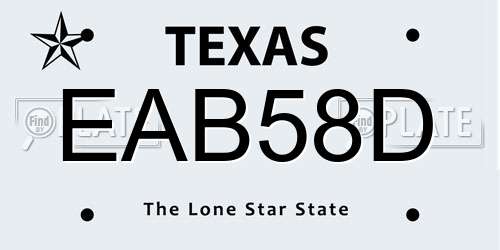 EAB58D Texas License Plate
