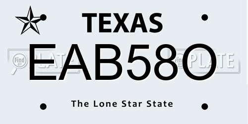 EAB58O Texas License Plate
