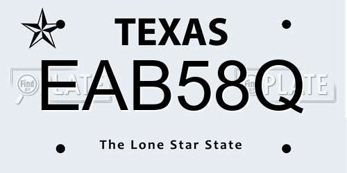 EAB58Q Texas License Plate