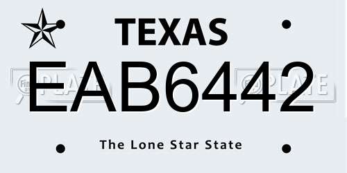 EAB6442 Texas License Plate