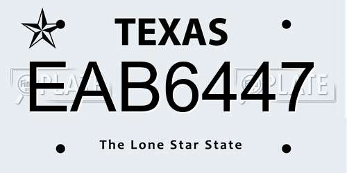 EAB6447 Texas License Plate