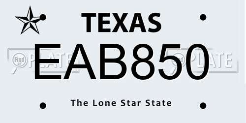 EAB850 Texas License Plate