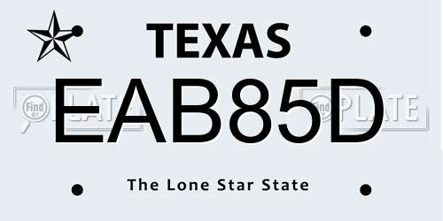 EAB85D Texas License Plate
