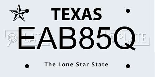 EAB85Q Texas License Plate
