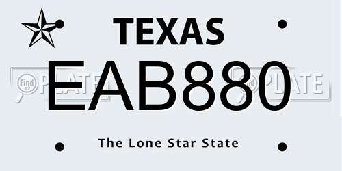 EAB880 Texas License Plate