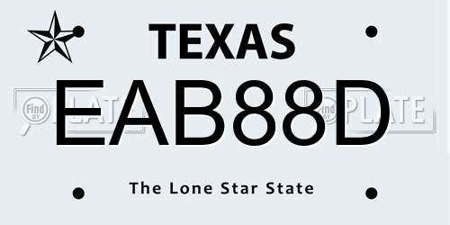 EAB88D Texas License Plate