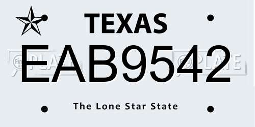 EAB9542 Texas License Plate