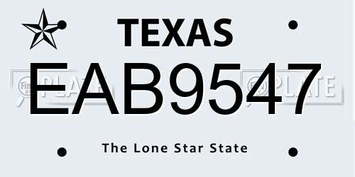EAB9547 Texas License Plate
