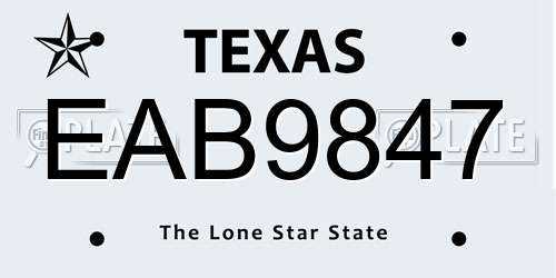 EAB9847 Texas License Plate