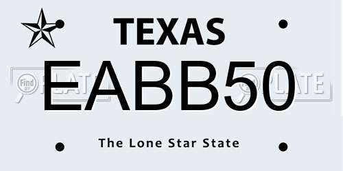 EABB50 Texas License Plate