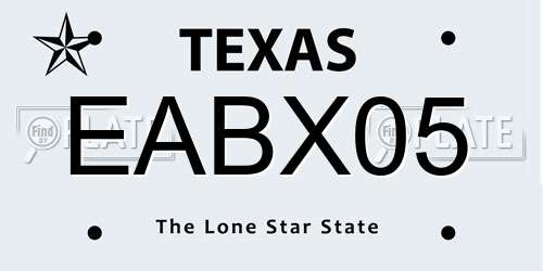 EABX05 Texas License Plate