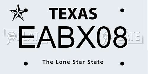 EABX08 Texas License Plate