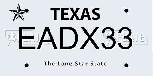 EADX33 Texas License Plate