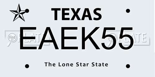EAEK55 Texas License Plate