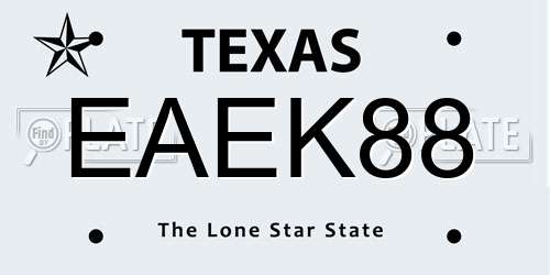 EAEK88 Texas License Plate