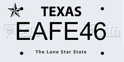 EAFE46 Texas License Plate