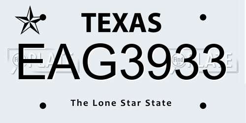 EAG3933 Texas License Plate