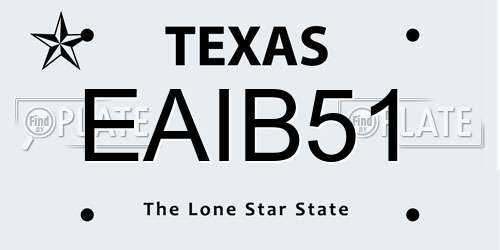 EAIB51 Texas License Plate