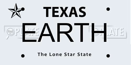 EARTH Texas License Plate