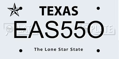EAS55O Texas License Plate