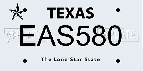 EAS580 Texas License Plate