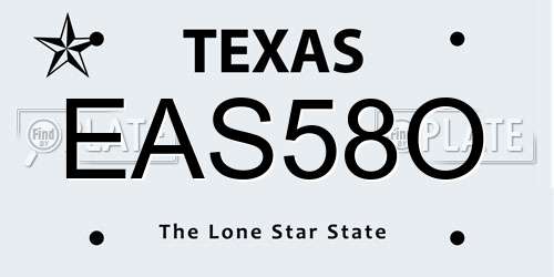 EAS58O Texas License Plate