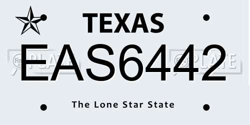 EAS6442 Texas License Plate