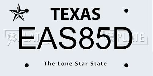 EAS85D Texas License Plate
