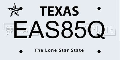 EAS85Q Texas License Plate