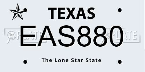 EAS880 Texas License Plate