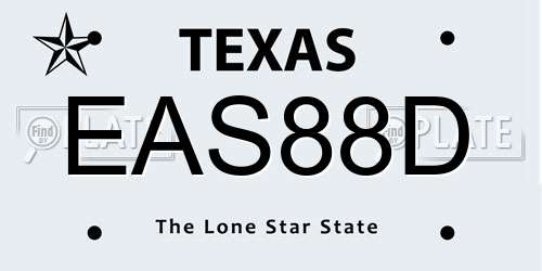 EAS88D Texas License Plate